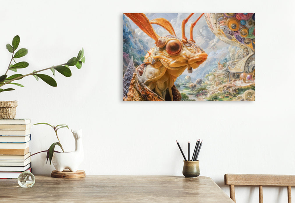 Premium Textil-Leinwand Insektenplanet