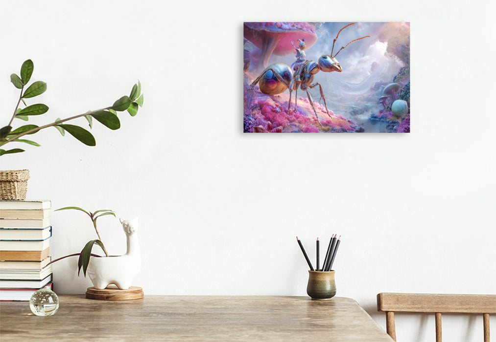 Premium Textil-Leinwand Insektenplanet