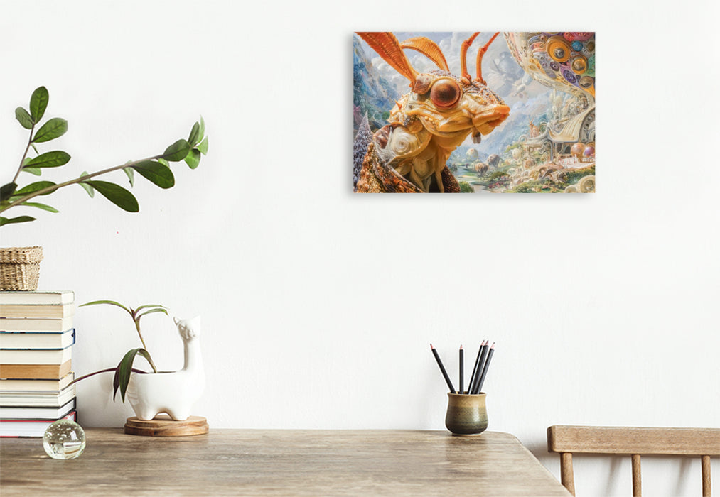 Premium Textil-Leinwand Insektenplanet