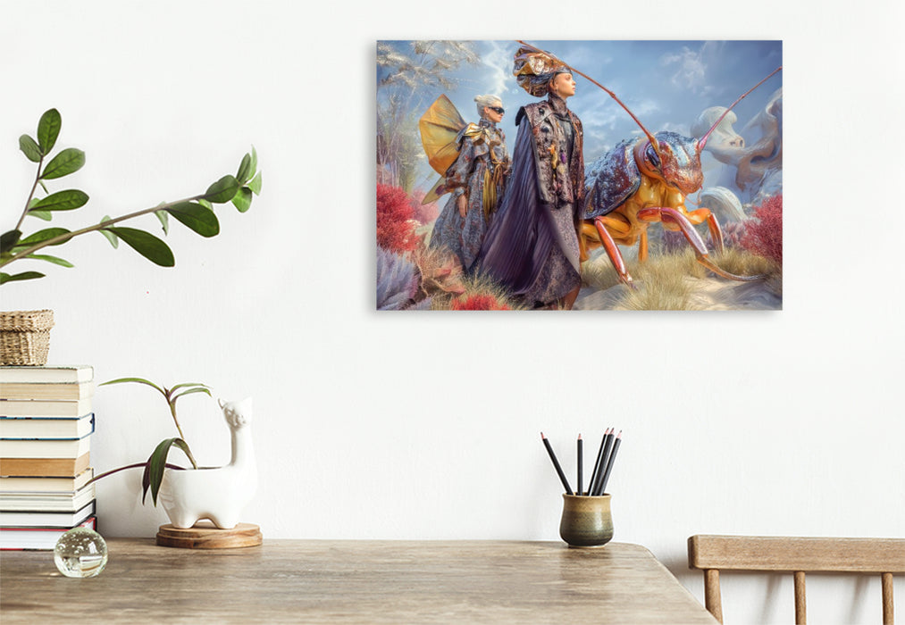 Premium Textil-Leinwand Insektenplanet