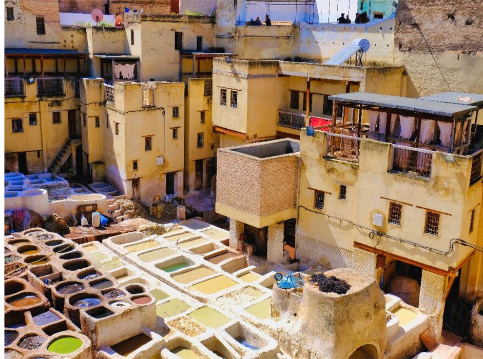 Marokko - Die Gerbereien im Gerberviertel in der Medina von Fès - CALVENDO Foto-Puzzle'