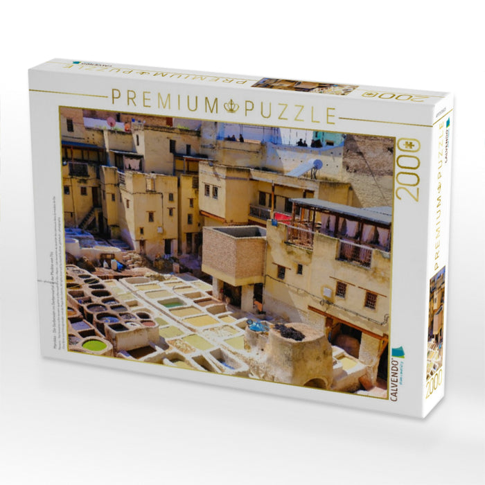 Marokko - Die Gerbereien im Gerberviertel in der Medina von Fès - CALVENDO Foto-Puzzle'