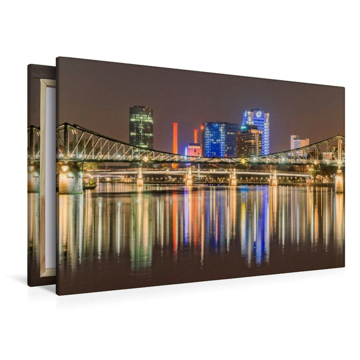 Premium Textil-Leinwand Frankfurt - Eiserner Steg