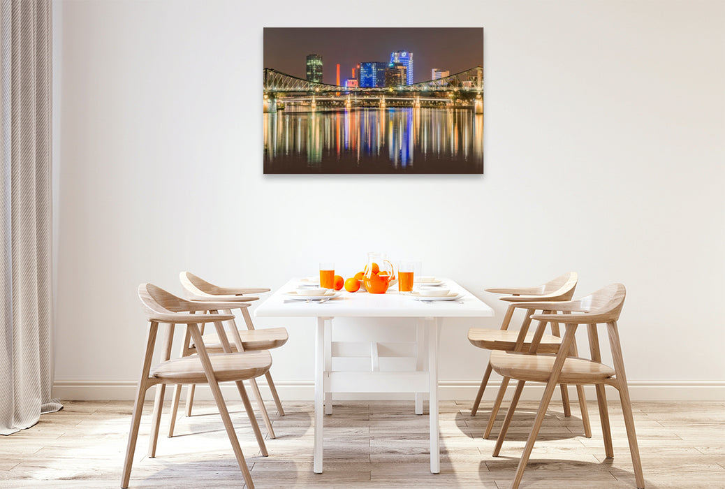 Premium Textil-Leinwand Frankfurt - Eiserner Steg