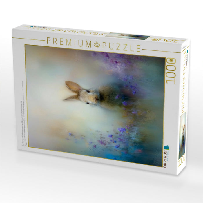 Der Hase zwischen Wildblumen - ein Flimmern zwischen Wind und Zeit - CALVENDO Foto-Puzzle'