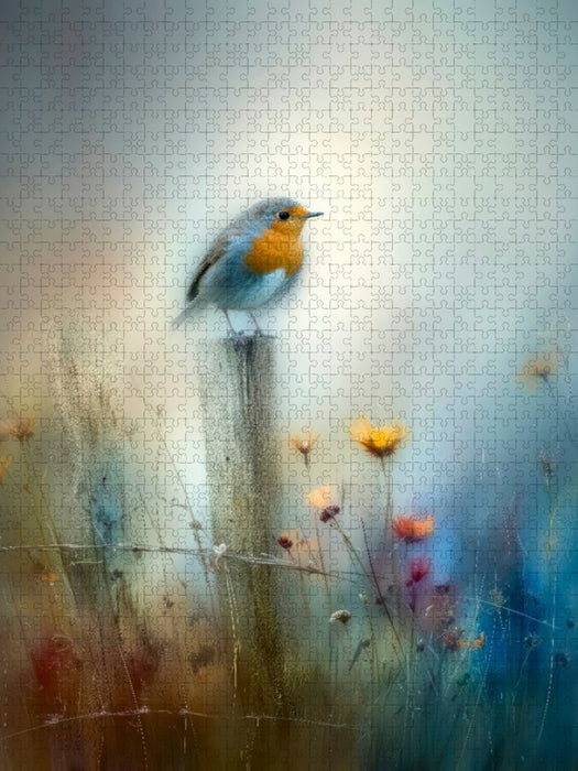 Das Rotkehlchen - als hätte der Morgen es geträumt - CALVENDO Foto-Puzzle'