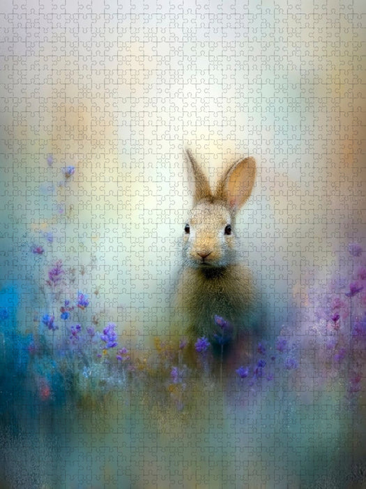 Der Hase zwischen Wildblumen - ein Flimmern zwischen Wind und Zeit - CALVENDO Foto-Puzzle'
