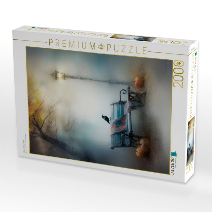 Krähe auf der Bank - CALVENDO Foto-Puzzle'