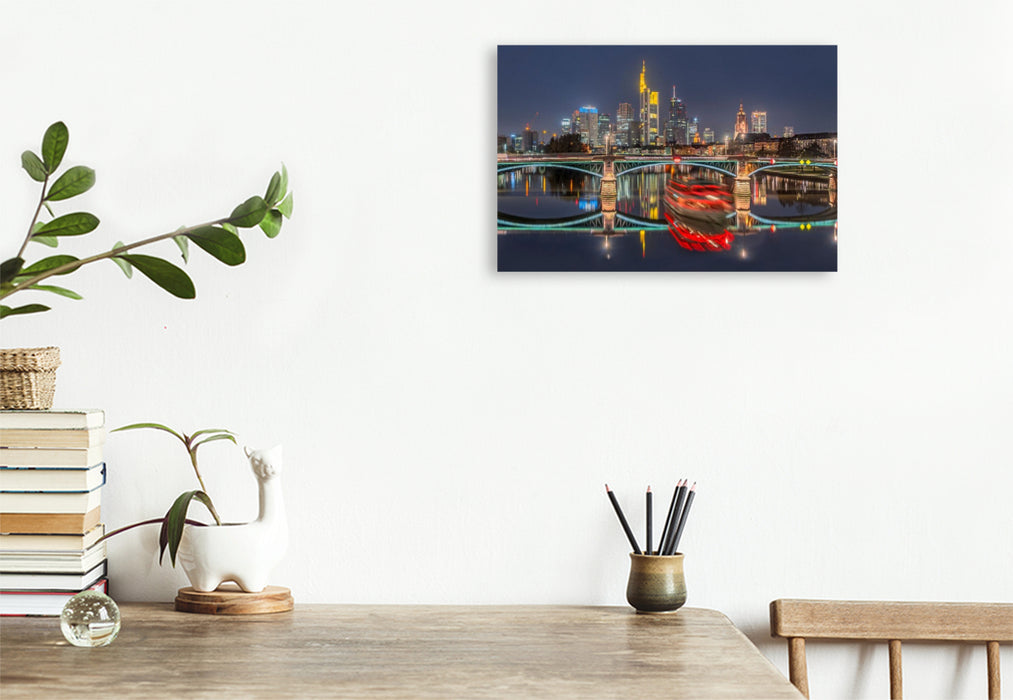 Premium Textil-Leinwand Frankfurt - Ignatz-Bubis-Brücke