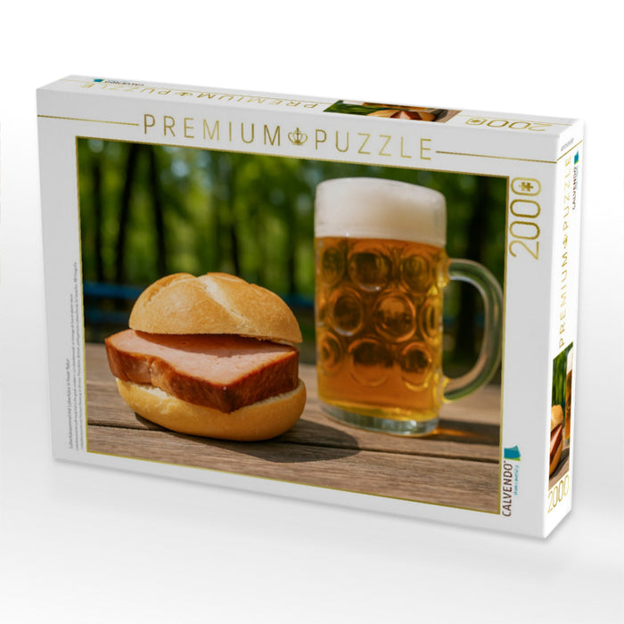 Leberkässemmel mit Leberkäse in freier Natur - CALVENDO Foto-Puzzle'