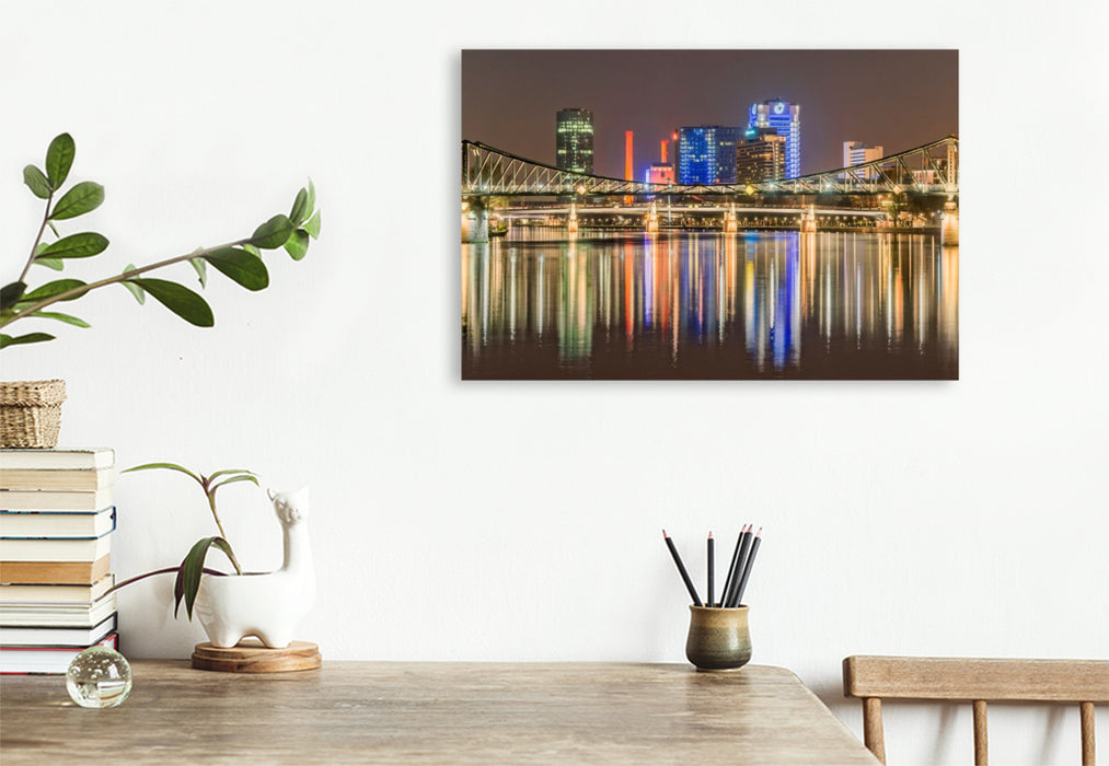 Premium Textil-Leinwand Frankfurt - Eiserner Steg