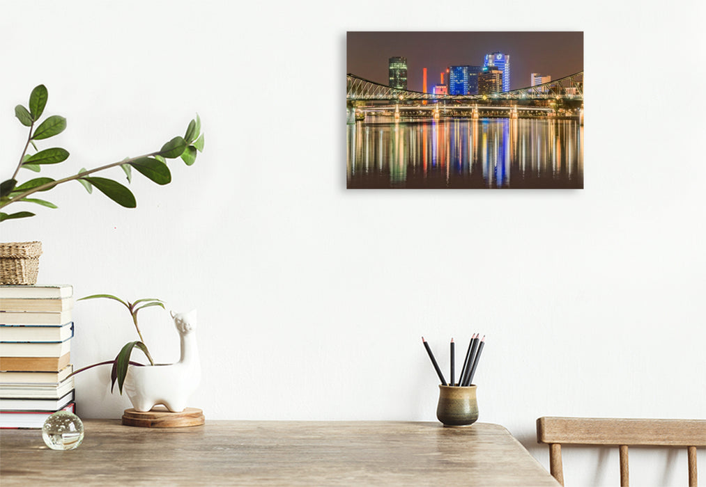 Premium Textil-Leinwand Frankfurt - Eiserner Steg