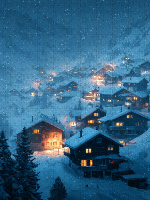 Ein Dorf im Zauber des Schnees - CALVENDO Foto-Puzzle'