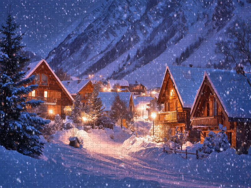 Winterzauber im Dorf - CALVENDO Foto-Puzzle'