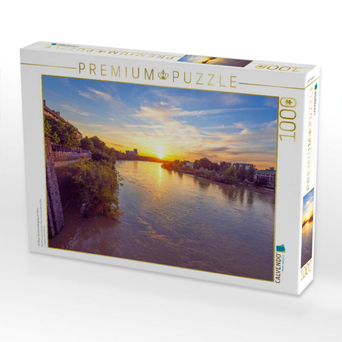 Schöner Sonnenuntergang am Ebro - CALVENDO Foto-Puzzle'