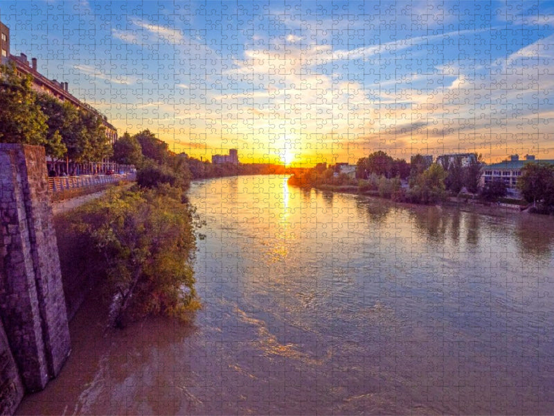 Schöner Sonnenuntergang am Ebro - CALVENDO Foto-Puzzle'