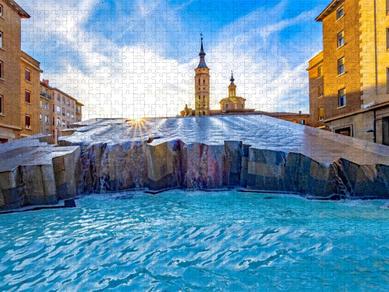 Der Brunnen am Platz Pilar - CALVENDO Foto-Puzzle'