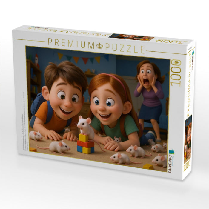 Spontane Vermehrung - Kinder freuen sich über Mäuse - CALVENDO Foto-Puzzle'