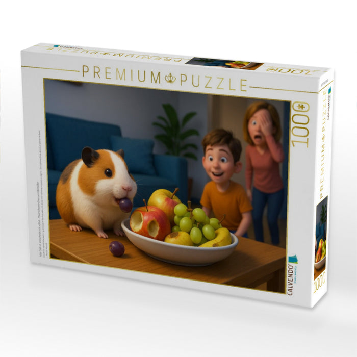 Was Diät ist, entscheide ich selbst - Meerschweinchen am Obstteller - CALVENDO Foto-Puzzle'