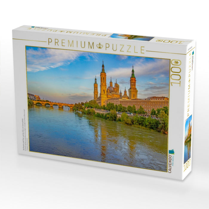 Die Basilica del Pilar und der Ebro im Sonnenlicht - CALVENDO Foto-Puzzle'