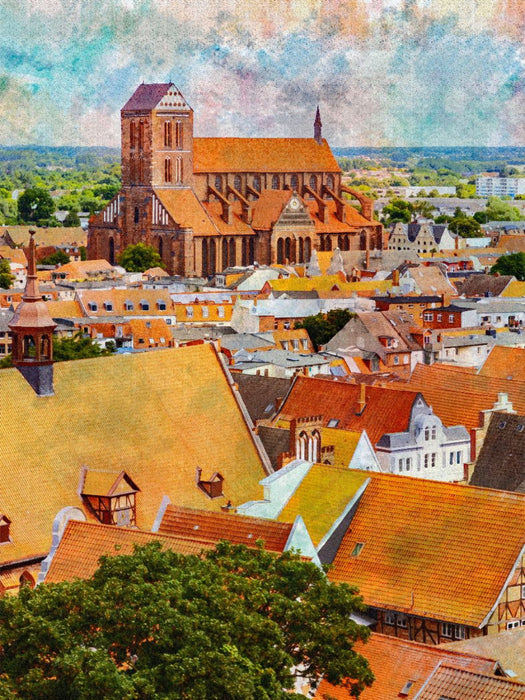 Altstadtblick über die Hansestadt Wismar - CALVENDO Foto-Puzzle'