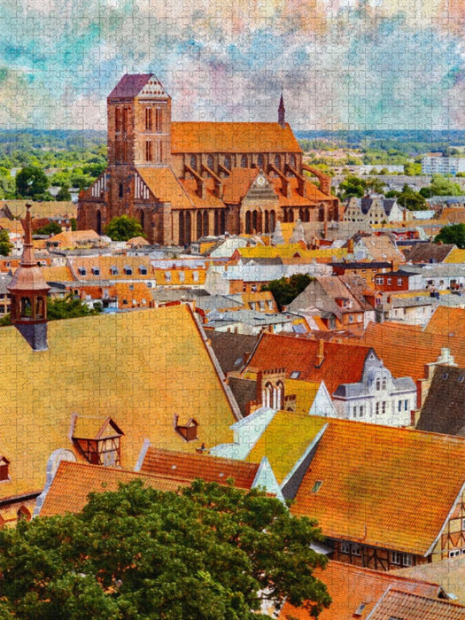 Altstadtblick über die Hansestadt Wismar - CALVENDO Foto-Puzzle'