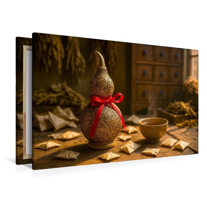 Premium Textil-Leinwand Wu Lou – Kalebassenflasche für Gesundheit und Heilung