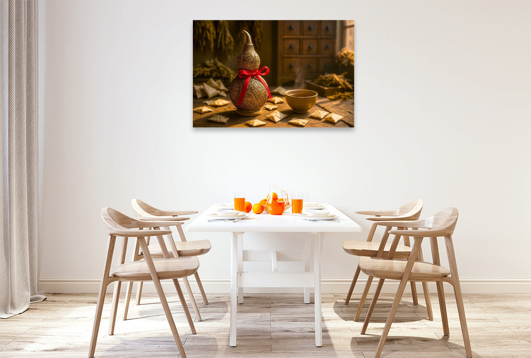 Premium Textil-Leinwand Wu Lou – Kalebassenflasche für Gesundheit und Heilung