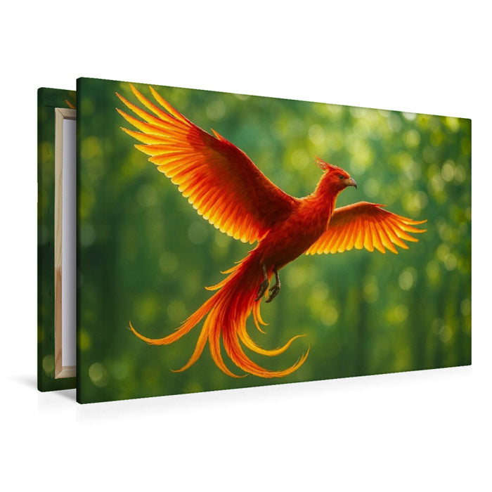 Premium Textil-Leinwand Phönix – Erneuerung, Schönheit und Harmonie