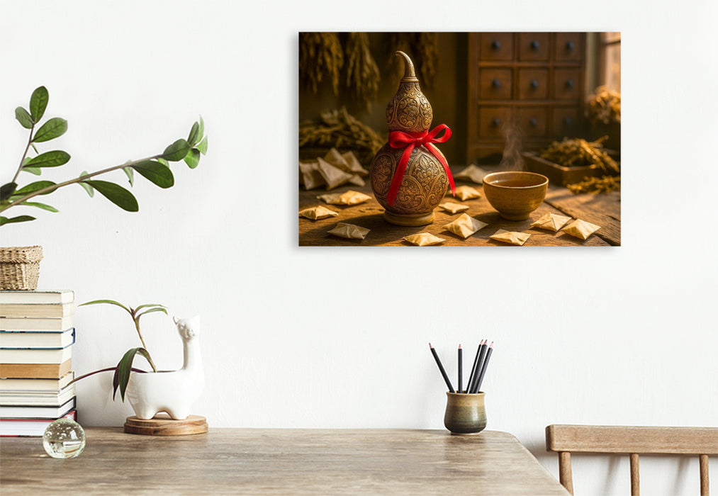 Premium Textil-Leinwand Wu Lou – Kalebassenflasche für Gesundheit und Heilung