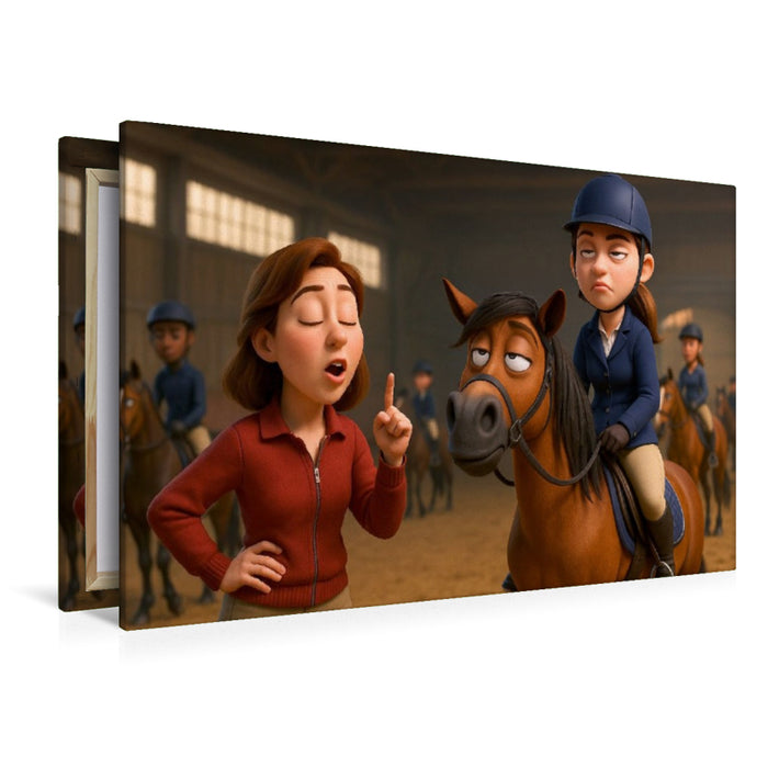 Premium Textil-Leinwand Jaja, Hacken tief - Reitstunde