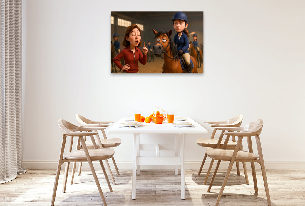 Premium Textil-Leinwand Jaja, Hacken tief - Reitstunde