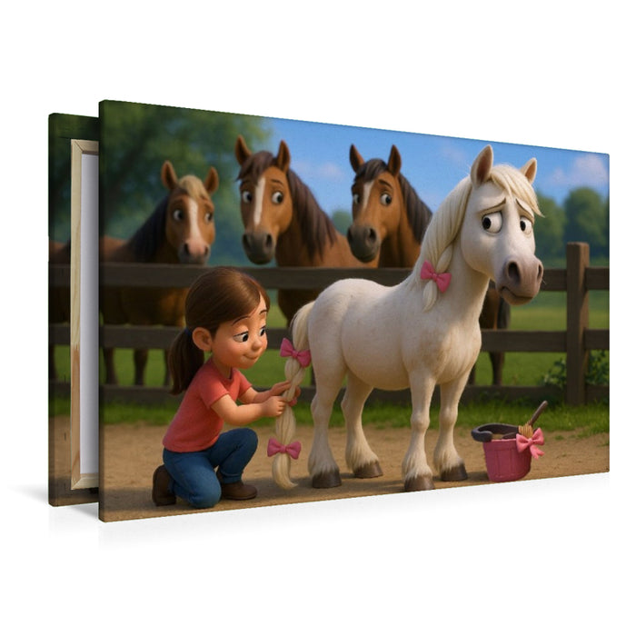 Premium Textil-Leinwand Für die kleine Freundin ertrage ich auch rosa