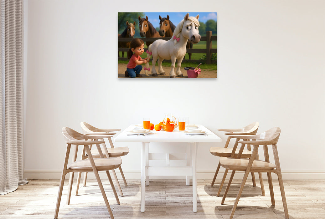 Premium Textil-Leinwand Für die kleine Freundin ertrage ich auch rosa