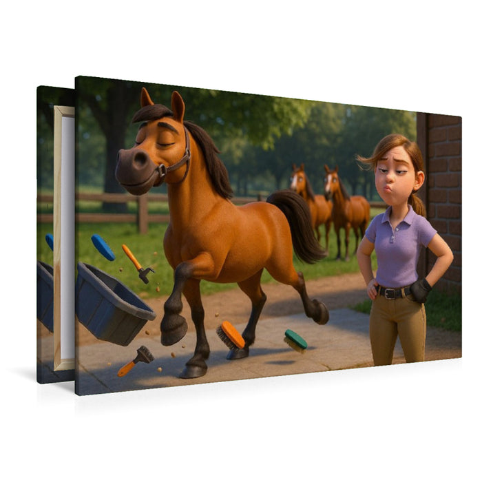 Premium Textil-Leinwand Wenn die Reitbeteiligung ihn verzogen hat