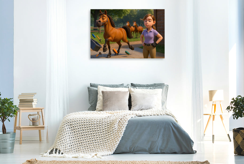 Premium Textil-Leinwand Wenn die Reitbeteiligung ihn verzogen hat