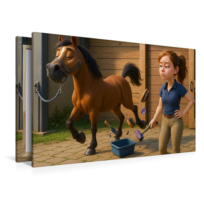 Premium Textil-Leinwand Mädchen brauchen ein Hoppi