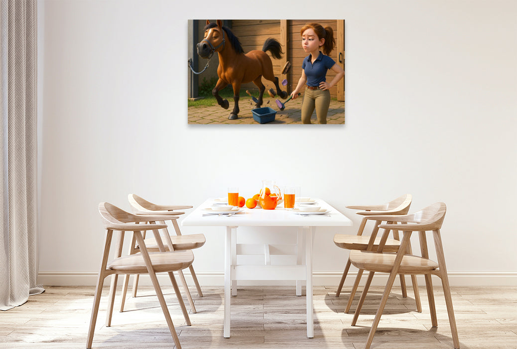 Premium Textil-Leinwand Mädchen brauchen ein Hoppi