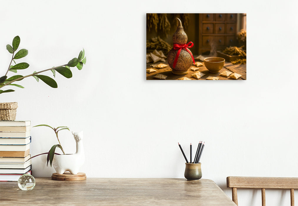 Premium Textil-Leinwand Wu Lou – Kalebassenflasche für Gesundheit und Heilung