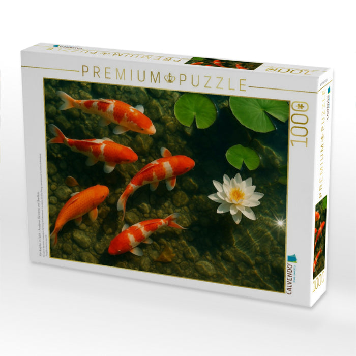 Koi-Karpfen im Teich – Ausdauer, Harmonie und Überfluss - CALVENDO Foto-Puzzle'