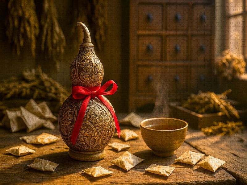 Wu Lou – Kalebassenflasche für Gesundheit und Heilung - CALVENDO Foto-Puzzle'