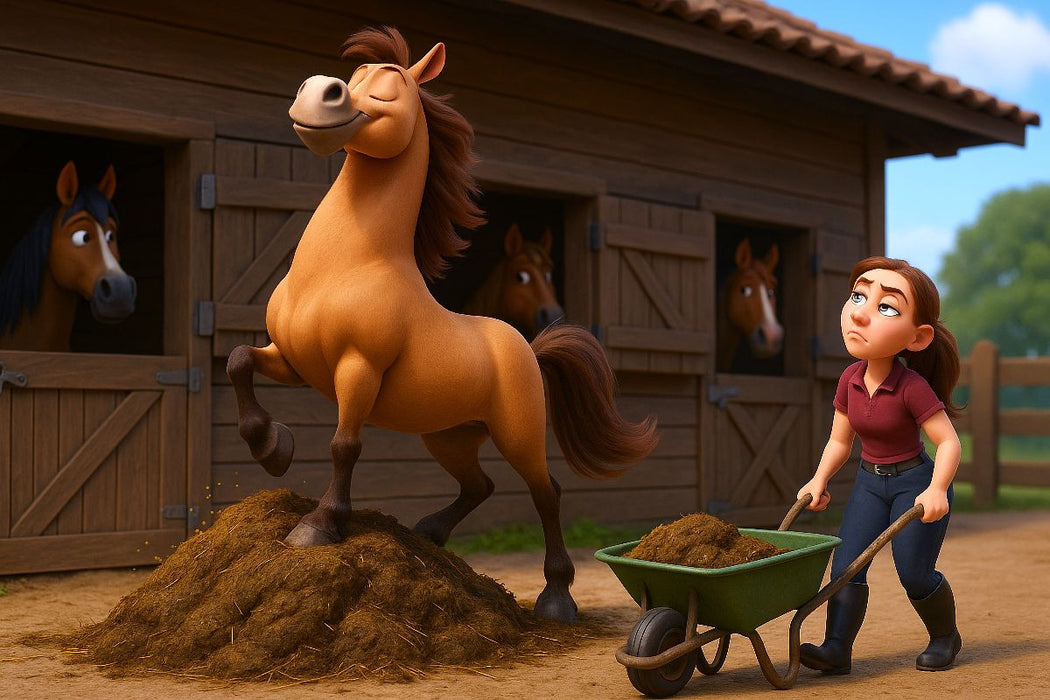 Premium Textil-Leinwand Wenn das Pferd zur Bergziege wird