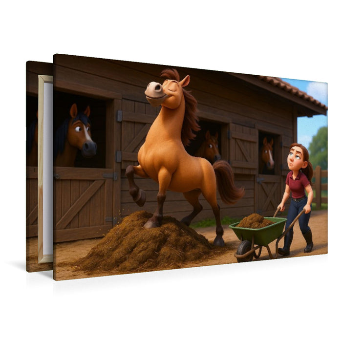 Premium Textil-Leinwand Wenn das Pferd zur Bergziege wird