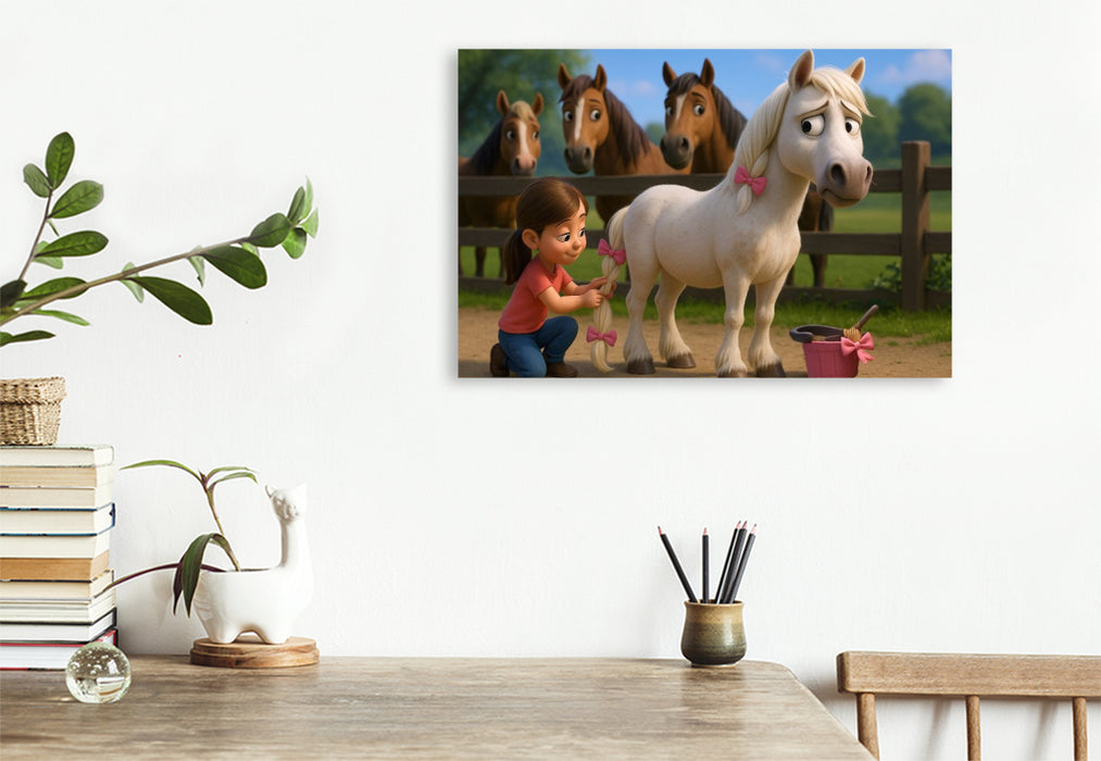 Premium Textil-Leinwand Für die kleine Freundin ertrage ich auch rosa