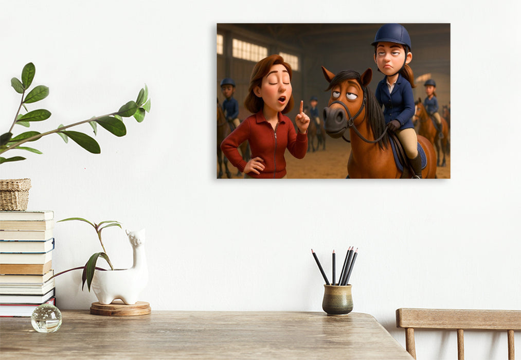 Premium Textil-Leinwand Jaja, Hacken tief - Reitstunde