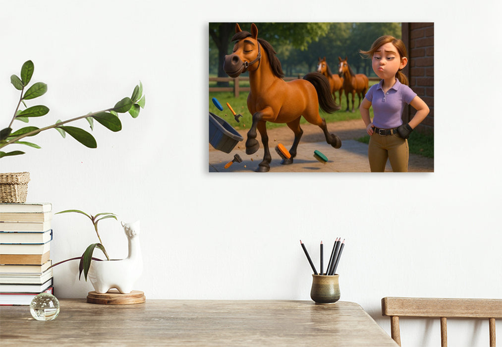 Premium Textil-Leinwand Wenn die Reitbeteiligung ihn verzogen hat