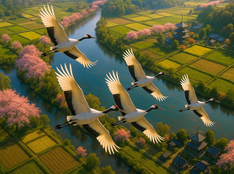 Kraniche – Langlebigkeit, Schutz und Würde - CALVENDO Foto-Puzzle'