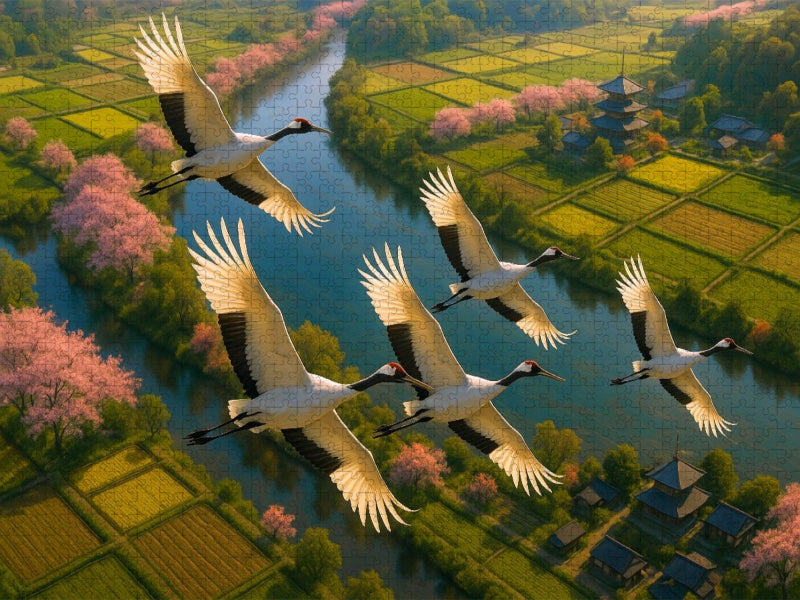 Kraniche – Langlebigkeit, Schutz und Würde - CALVENDO Foto-Puzzle'