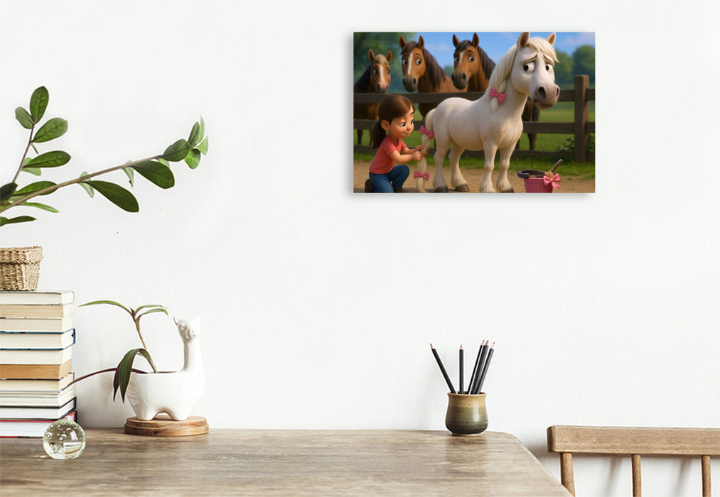 Premium Textil-Leinwand Für die kleine Freundin ertrage ich auch rosa