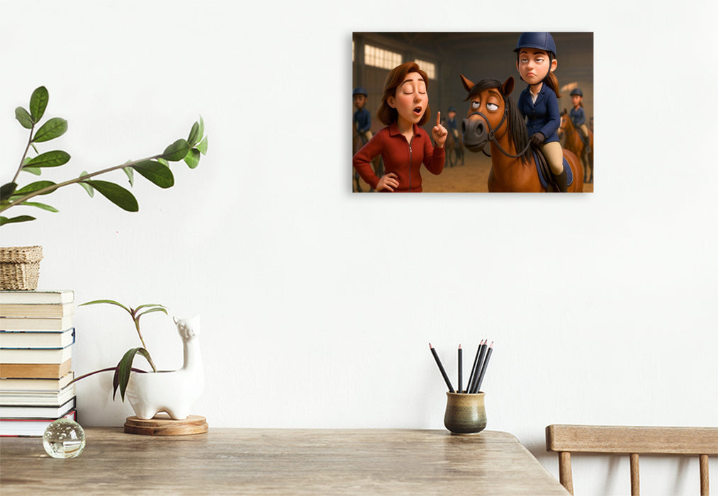 Premium Textil-Leinwand Jaja, Hacken tief - Reitstunde